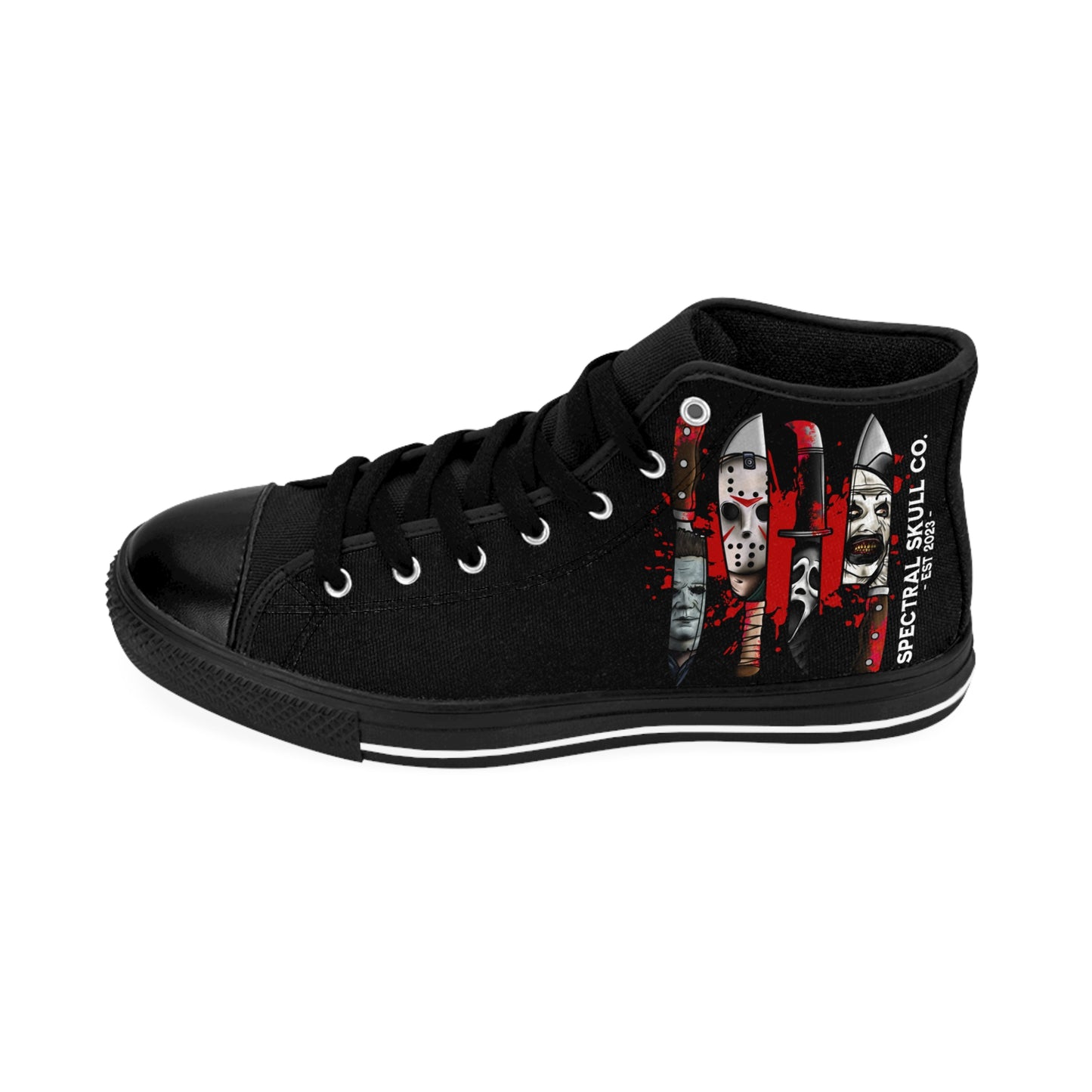 Men's Classic Sneakers with Bold Horror Design - Perfect for Halloween and Casual Style