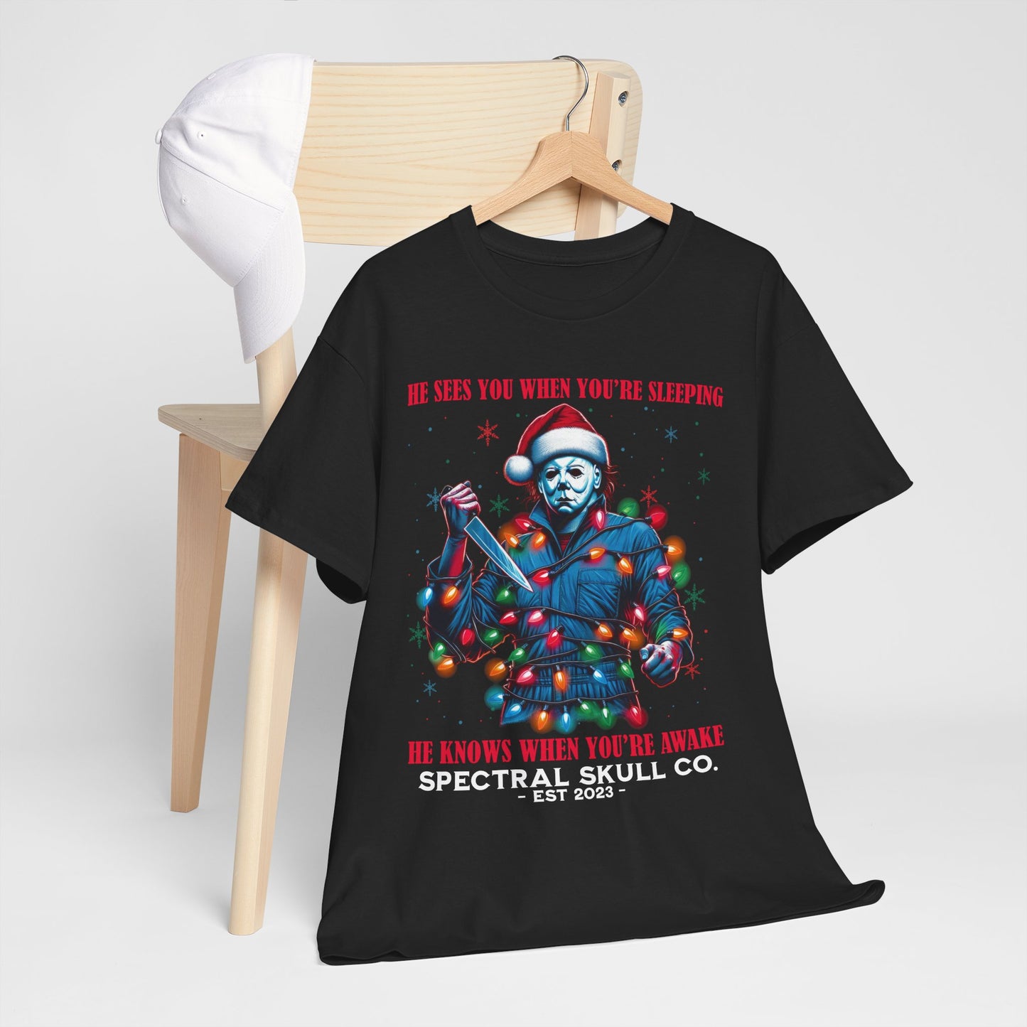 Michael in lights Christmas Horror T-shirt