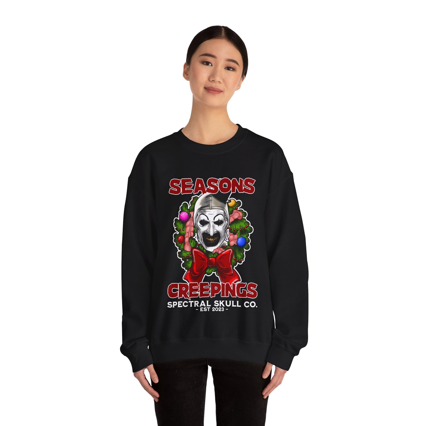 Horror Art the Clown Christmas Jumper - Season's Creepings