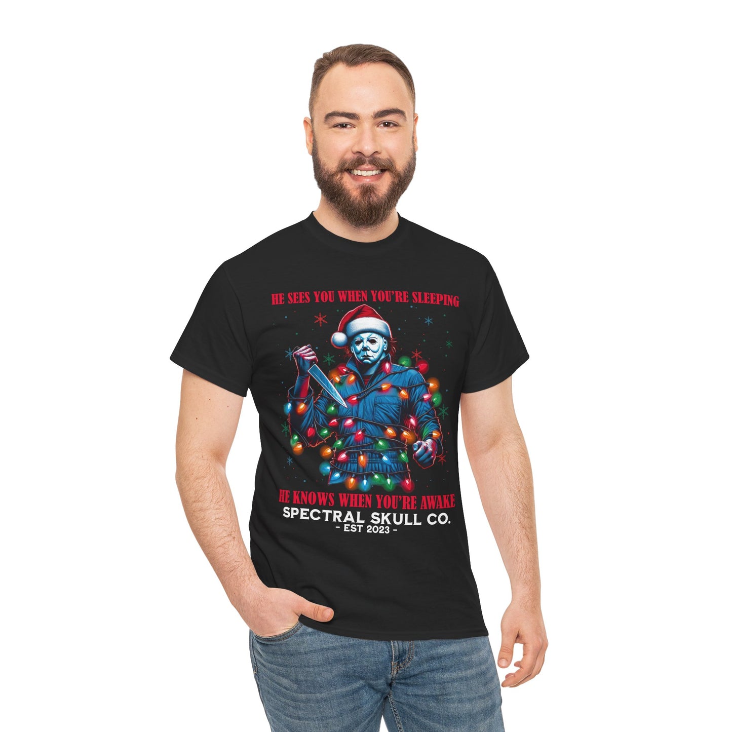 Michael in lights Christmas Horror T-shirt