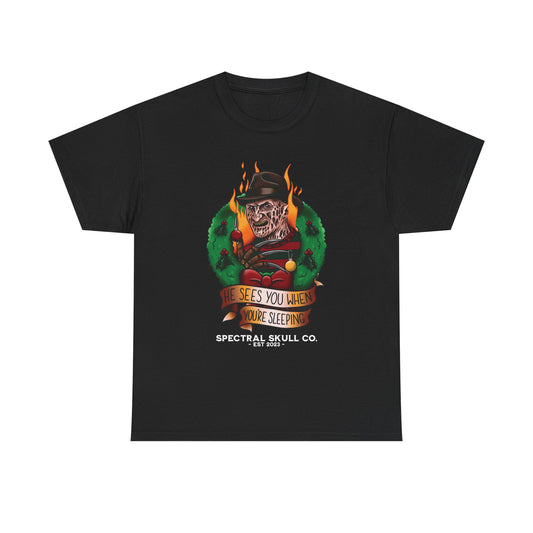 T-Shirt Freddy Krueger Christmas Wreath Unisex Tee