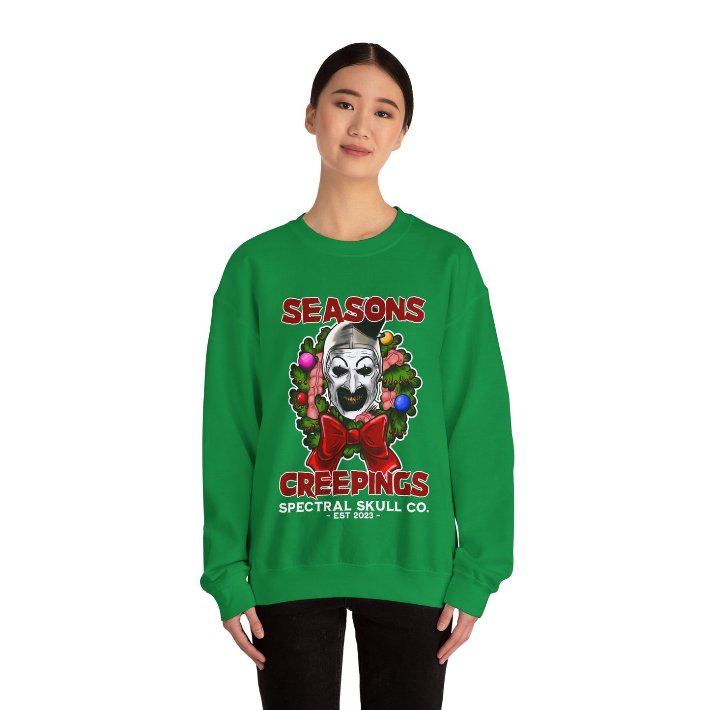 Horror Art the Clown Christmas Jumper - Season's Creepings