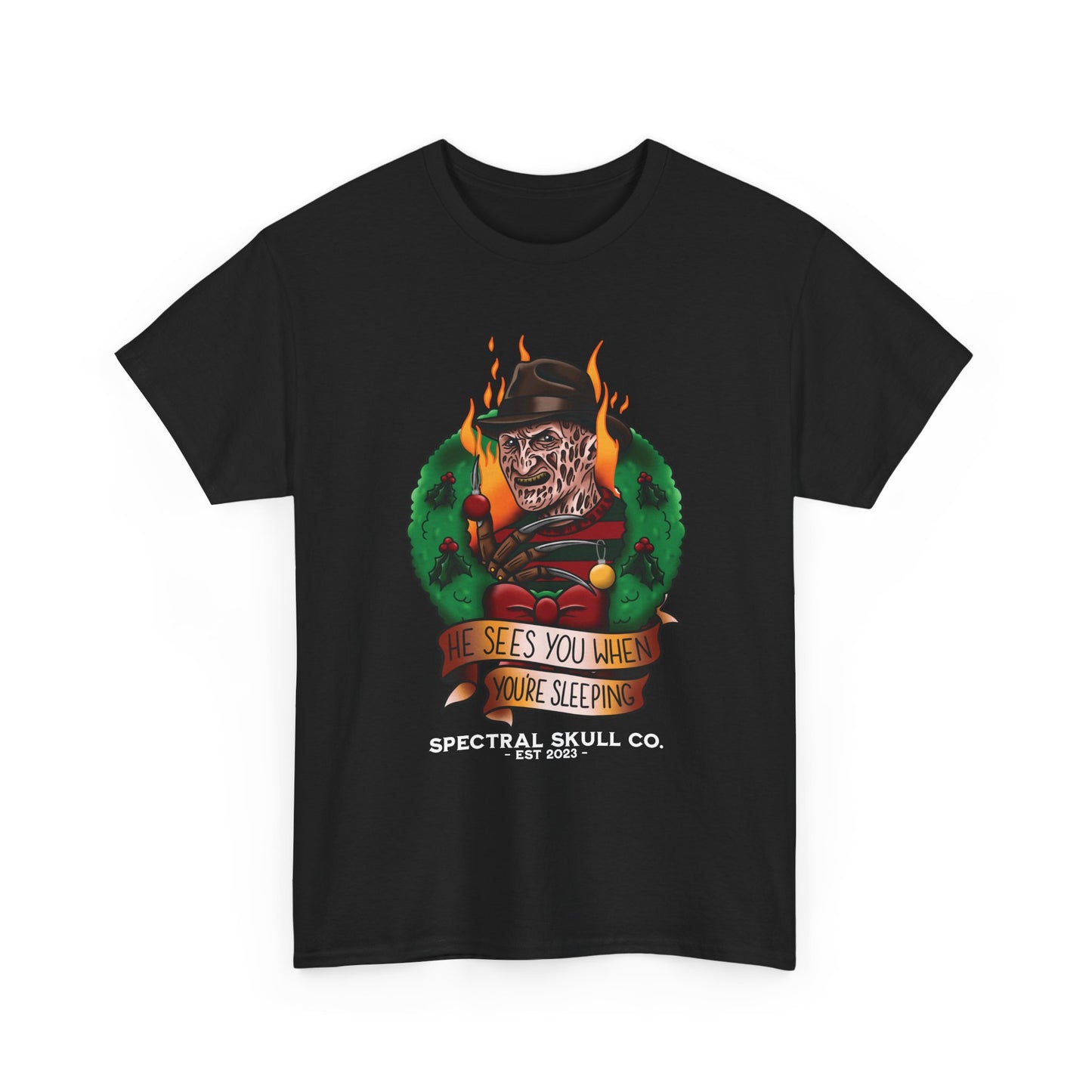 T-Shirt Freddy Krueger Christmas Wreath Unisex Tee