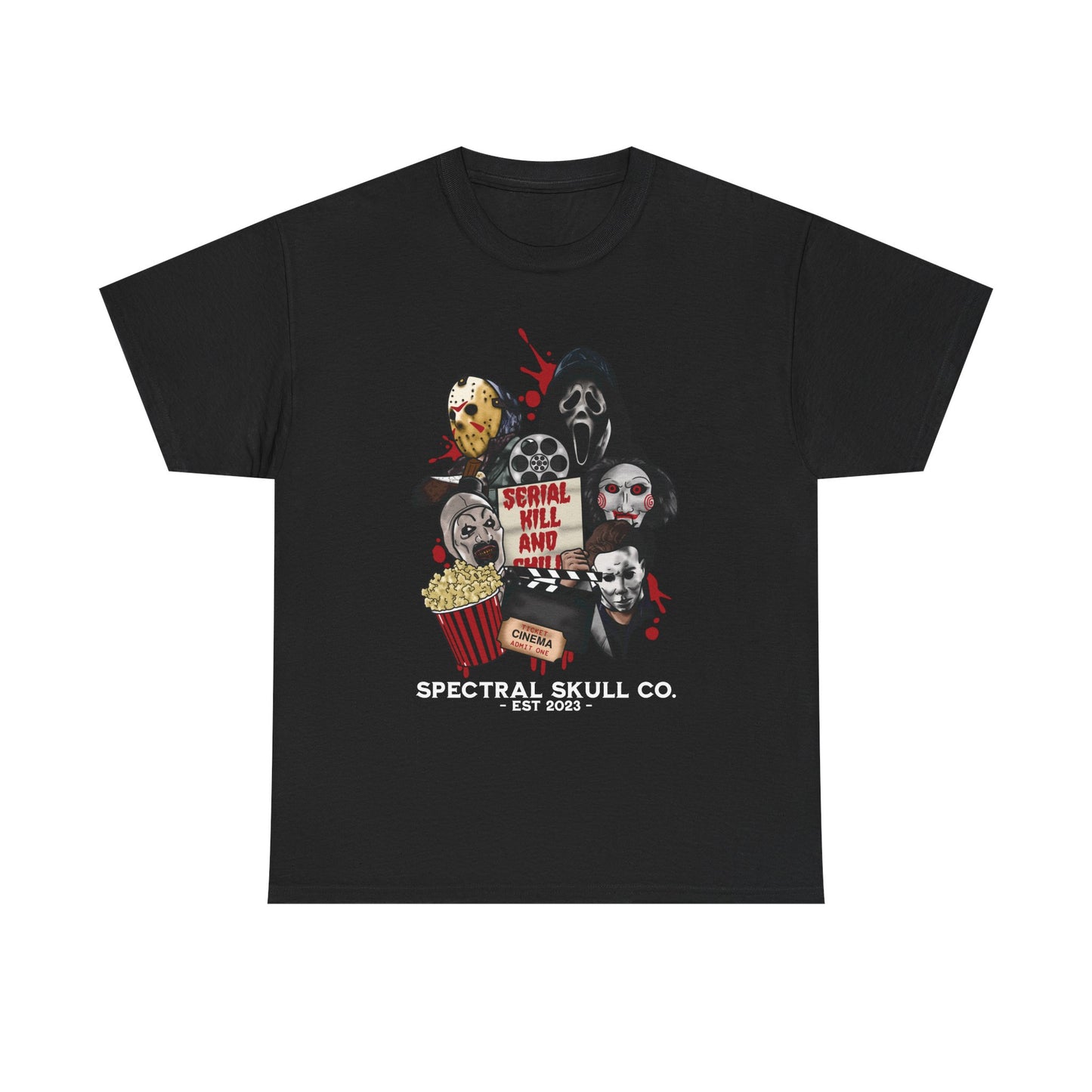Horror Movie Villains Tee Serial Kill and Chill Design