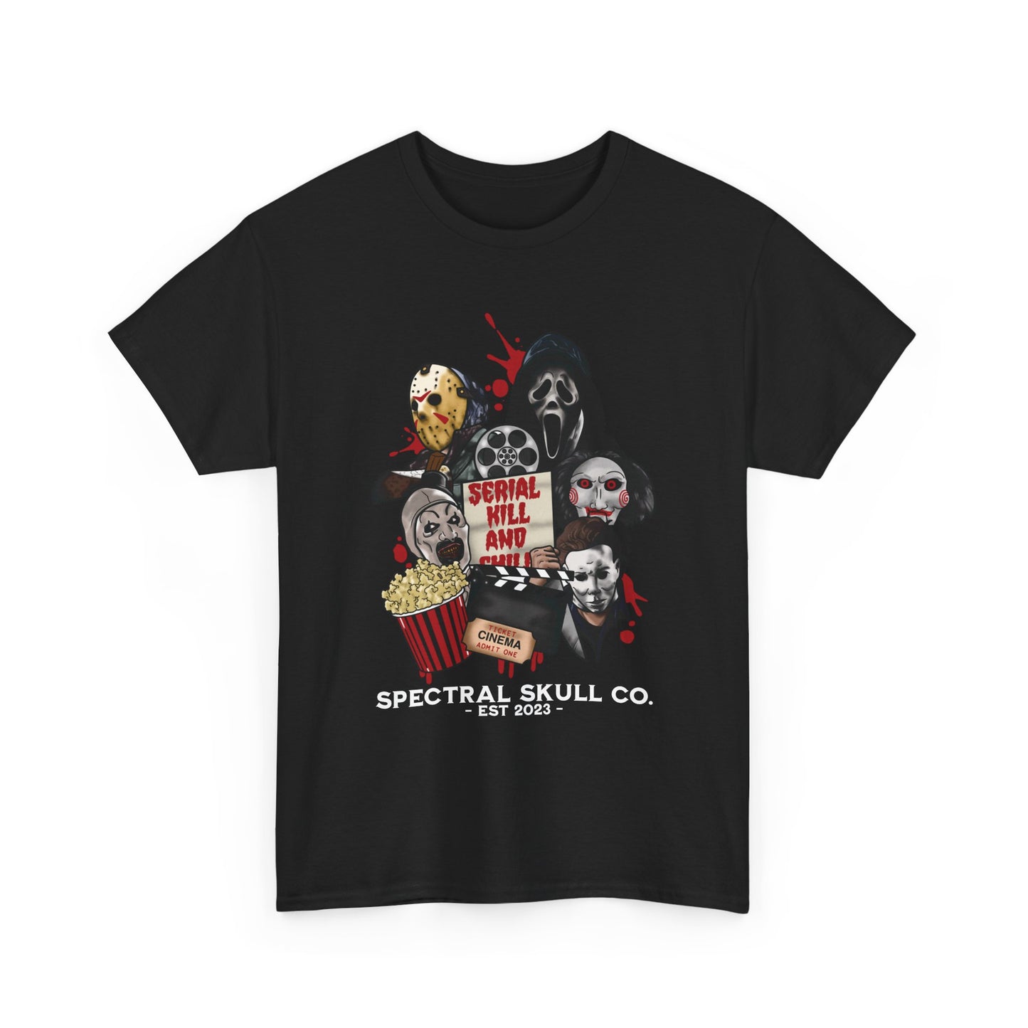 Horror Movie Villains Tee Serial Kill and Chill Design