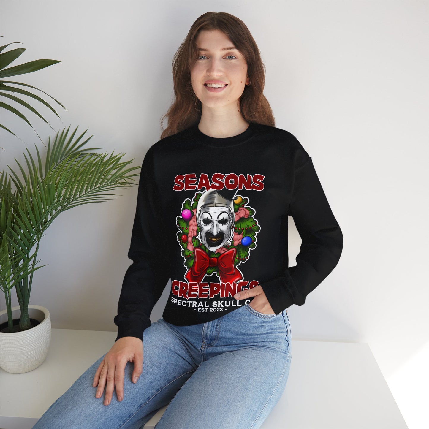 Horror Art the Clown Christmas Jumper - Season's Creepings