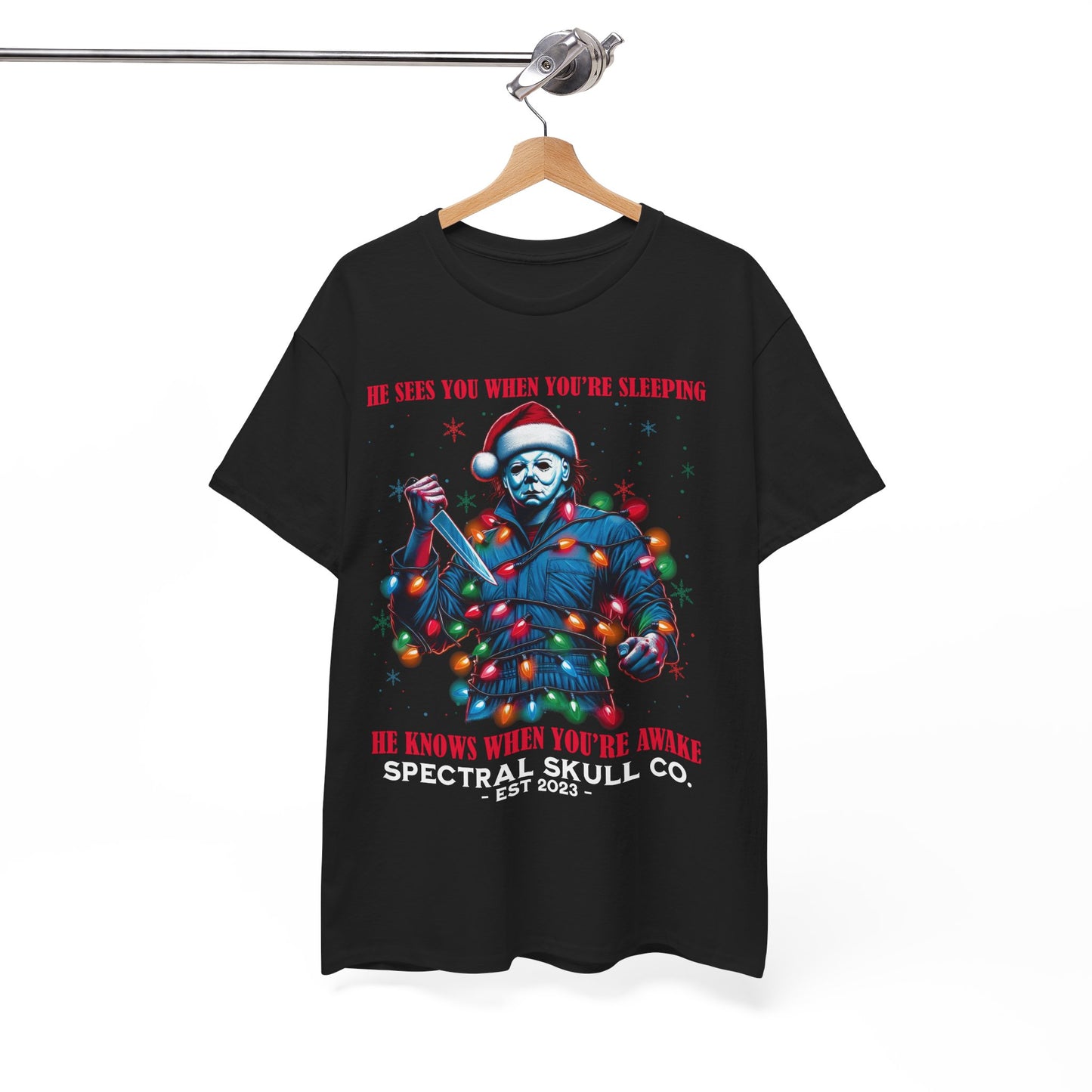 Michael in lights Christmas Horror T-shirt