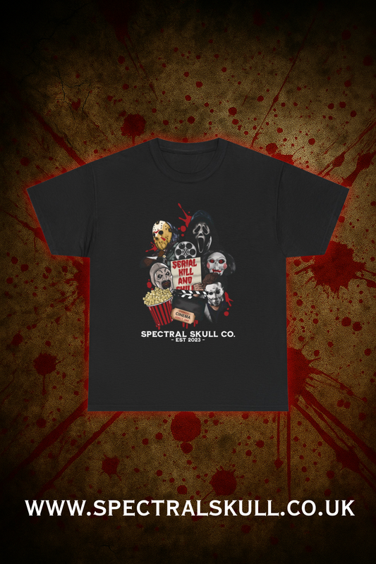 Horror Movie Villains Tee Serial Kill and Chill Design